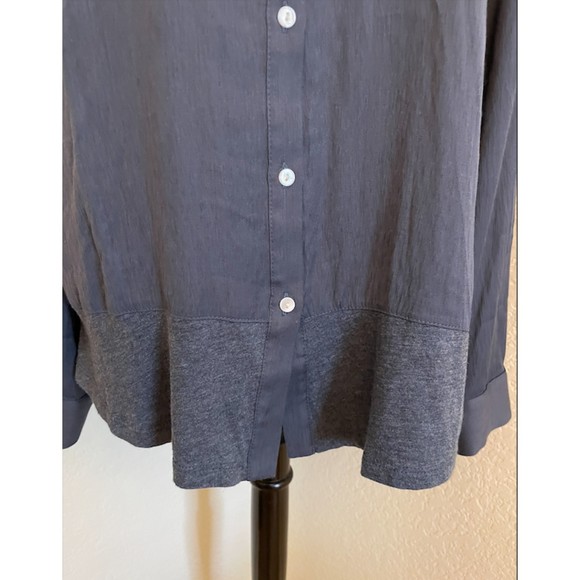LOFT Mixed Media Long Sleeve Button Up Shirt - Sz L - Picture 5 of 9